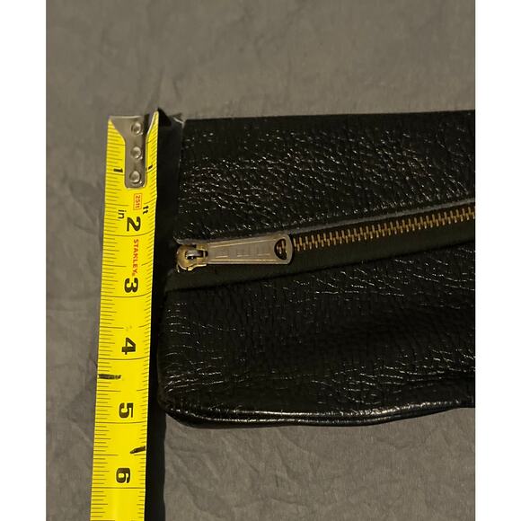 Handmade Black Leather Zip Clutch – Pebbled Mini Purse, Small Wristlet Bag - Picture 6 of 6